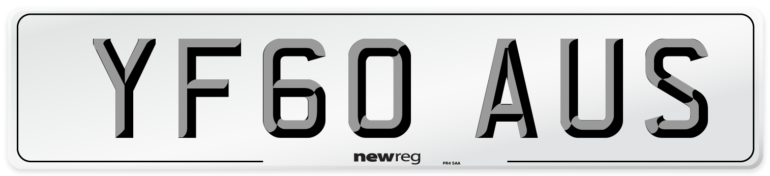 YF60 AUS Number Plate from New Reg
